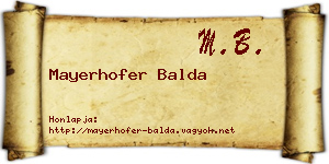 Mayerhofer Balda névjegykártya